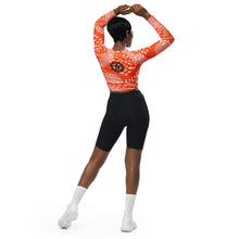 Load image into Gallery viewer, Orange Abstract long-sleeve crop top