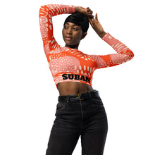 Load image into Gallery viewer, Orange Abstract long-sleeve crop top
