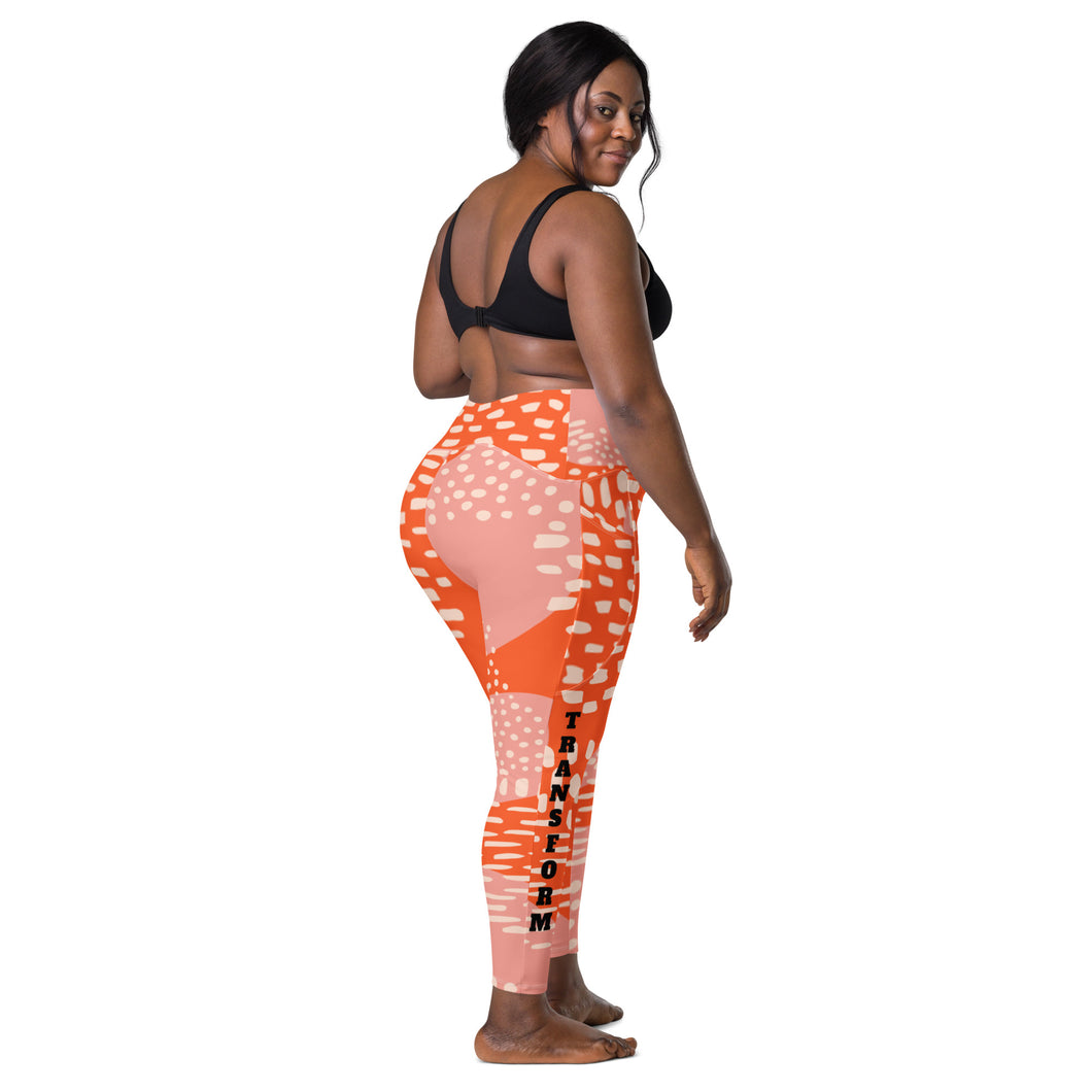 Orange Abstract Pocket Leggings