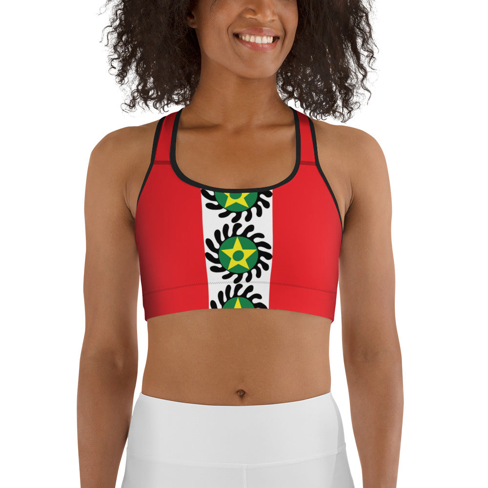 Red Center Stripe Suban Sports bra