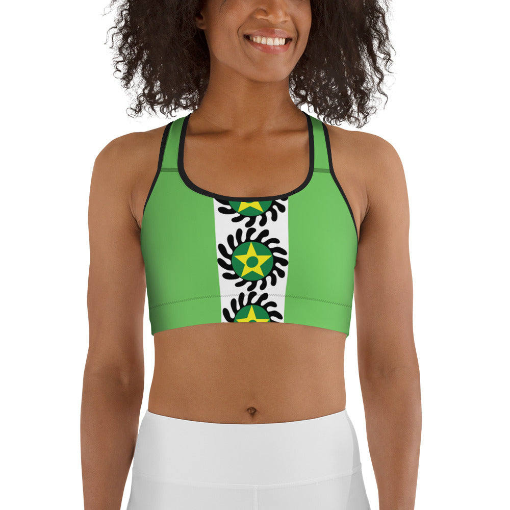 Green Center Stripe Suban Sports bra