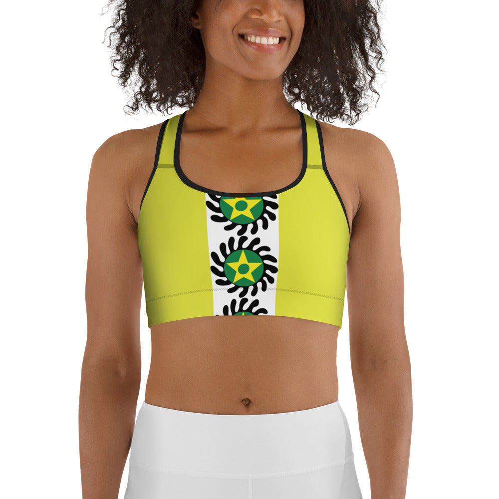 Yellow Center Stripe Suban Sports bra